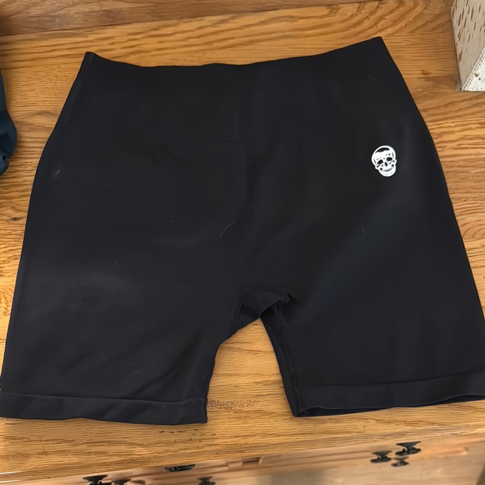 Black Athletic Shorts with Skull Design